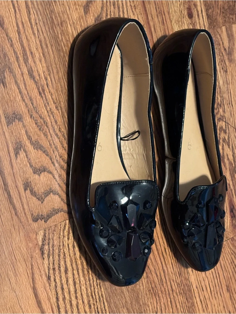 Joe Fresh Black Patent Jeweled Loafers 9